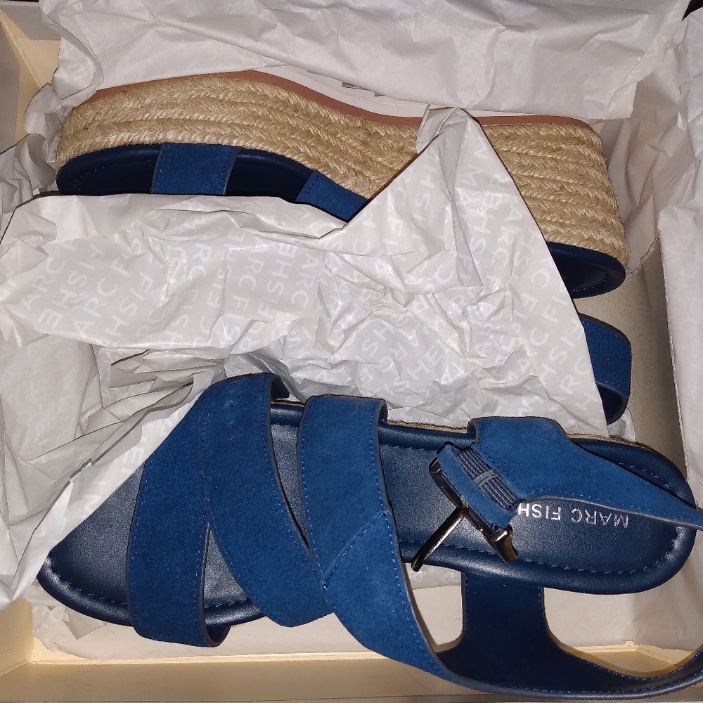 NWT Navy Blue Wedge Sandal
